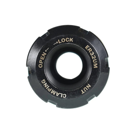Top view of ER32 Collet Chuck With 100mm Straight Shank 25.4mm Diameter Heavy Duty CNC Milling Tool Extension clamping nut