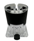 Badass Replacement Trimmer Base Plate And Router Attachment For Popular Power Tools Models 3701 3709 Rt0700c Rt0701c, clear design with black grip.