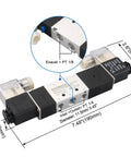 5 Way 3 Position Pneumatic Solenoid Valve With Exhaust Center Function, Double Coil Air Control Valve, DC 12V, IP65 Rated