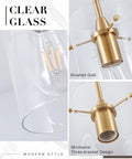 FONTA VERDE Pendant Light, Brushed Gold finish with clear glass, showing adjustable height and minimalist design.