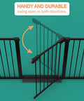 Walk Through Narrow Baby Gate 29.53 to 32.28 Inches Adjustable Black Metal Gate for Doorways and Stairs swing open both directions