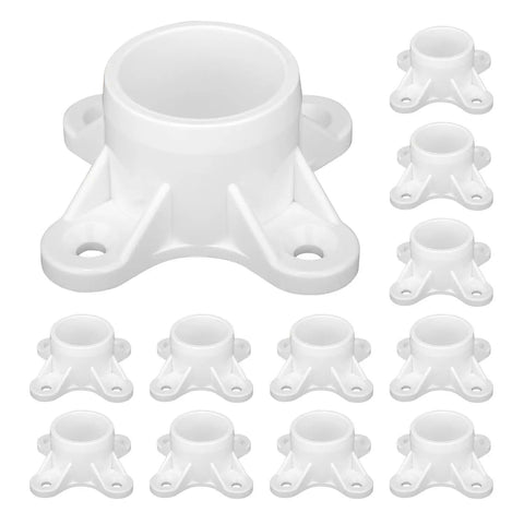 12 Pack PVC Flanges For 1 Inch PVC Pipe Table Screw Cap Fittings arranged in a grid