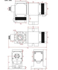 Technical drawing of Boss Level Cnc Indexing Head With Rad 4Th 5Th Axis Rotary Drive, dimensions in mm.