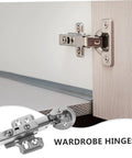 Stainless steel cabinet door hinges with hydraulic buffer, 2-pack, installed on a wood cabinet door