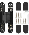 Hidden Concealed Door Hinges Three Dimensional Adjustable Black Pair With 180 Degree Opening And 88 Lbs Support For Doors 35mm Thick To 850mm Wide Concealed Screw Heads For Clean Look Includes Mounting Screws By Alamic