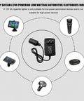 Heavy Duty AC To DC Power Converter Plug And Chug Adapter for low wattage automotive devices with 12V output