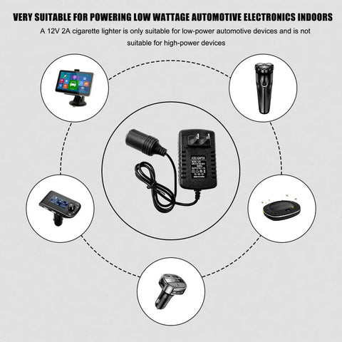 Heavy Duty AC To DC Power Converter Plug And Chug Adapter for low wattage automotive devices with 12V output