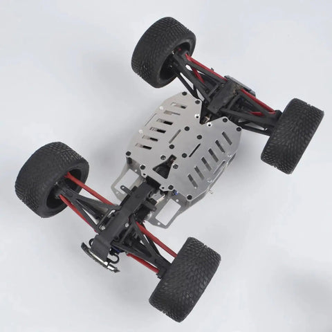 Bottom view of Aluminum RC Frame Chassis Kit For E Revo Slash 4WD Summit VXL 4x4 1 16 Scale showing rugged tires and strong frame