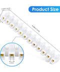 10 Or 20 Pack 12-Position Dual Row Screw Terminal Block Kit For Small Home Projects And Electrical Wiring, detailed size view