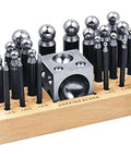 26 Piece Dapping Doming Punch Block Set For Jewelry Making And Metal Forming Tool Kit With Sizes From 2.3 mm To 25 mm