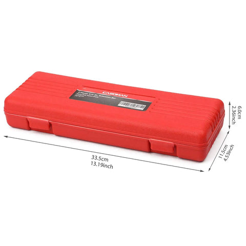 Red case for Three Quarter Inch Drive Impact Extension Bar Set In CR MO Steel With Black Oxide Finish Includes Four Inch Six Inch And Ten Inch