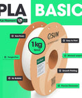 1.75mm 1kg Green PLA Filament for fast 3D printing spool with eSUN brand, highlighting non-toxic, tangle-free, and smooth printing features.