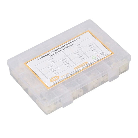 Nylon Standoff Spacer Kit 150 Piece Round Mounting Hardware Fasteners Set White For Electronics DIY Projects Durable Pro Grade Slip Resistant Spacers For Clean Mounts And Reliable Fixing. Plastic case