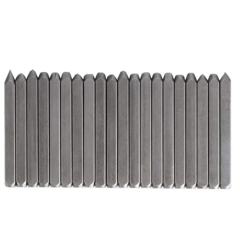 Metal Stamping Kit With 20 Pattern Punches Chisel Anvil Set for Jewelry showing aligned punches