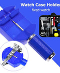 All In One 147 Piece Watch Repair Tool Kit Pro Grade Gear with blue watch holder and tool bag visible