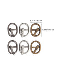 Miniature Doll Belt Buckles Set 150 Pieces Alloy Locking Buckles In Silver, Gunmetal, And Antique Copper For Do It Yourself Doll Clothes, Crafts, And Mini Sewing Projects shown in close-up view with size dimensions.