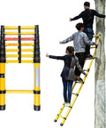 Badass Telescoping Ladder Built Legit Tough Non Conductive Fiberglass Extension With Quick Lock Sections Adjustable To Five Meters, shown extended for use.