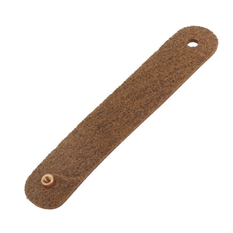 Brown Leather Furniture Handle Pull with screw for cabinets and doors, modern rustic drawer pulls for kitchens and bathrooms.