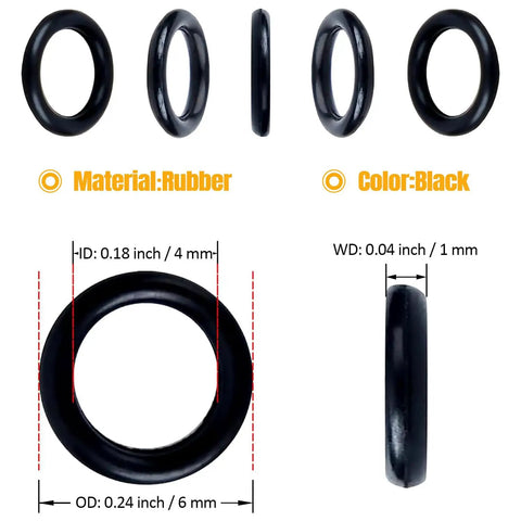 200 Pcs Archery O Rings For Broadhead Tips One Quarter Inch Replacement Rubber Bands That Prevent Loosening, black rubber