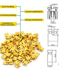 Pin Headers And Jumper Cap Assortment Kit For DIY Electronics, 300 Pcs 2.54mm Jumpers, showing yellow jumper caps with specifications.