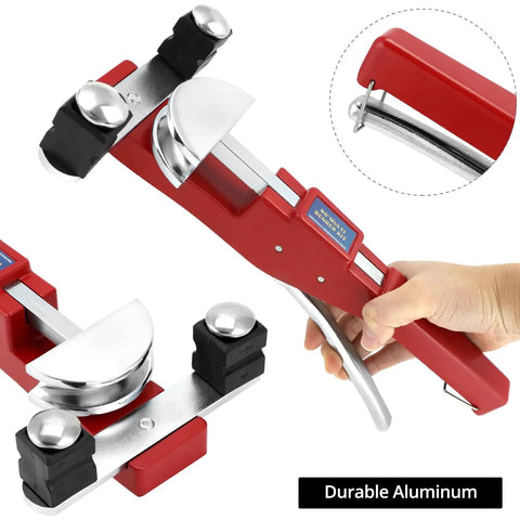 QWORK Tube Bender Kit For Soft Copper And Aluminum Pipes Ratchet Style Bending Tool 1/4 To 7/8 Inch for precise tube bending.