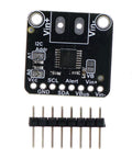 Top Tier Dc Power Sensor Module For High Or Low Side Voltage And Current Monitoring Detection Board With No Sweat I2c Output And Legit Pinpoint Shunt Resistor Tracking Up To 36v 15a, black PCB with pins.
