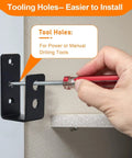 Person installing 2x4 Door Barricade Brackets 4 Pack Heavy Duty U Brackets For Home Garage Gate Barn Shed Reinforcement Rust Proof Carbon Steel With Electroplated Coating Thickened Security Bar Supports using screwdriver