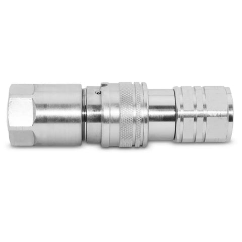 High Flow Flat Face Skid Steer Quick Connect Couplers Set 5/8 Inch Body To 3/4 Inch SAE Thread ISO 16028 Interchange