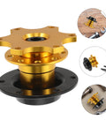 Quick Release Steering Wheel Hub Adapter For Racing Cars, Fast Disconnect Wheel Tool, gold and black, with installation tools