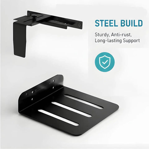 No Drill Necessary Heavy Duty Under Desk PC Mount Rock Solid CPU Holder For Standing Desk Electric Workstation Reinforced Steel Tower Bracket with non-slip gaskets.