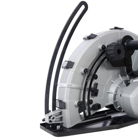 Close-up of the integrated dust extraction port on the 14 Inch Electric Concrete Saw Heavy Duty Beast Powers Through Wet Cut Work.