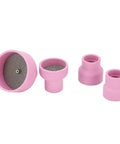 Premium Ceramic Welding Cup Set Alumina Lens Kit For WP9 20 25 17 18 26 TIG Torch showing various pink ceramic cups with stainless steel filters.