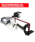 Heavy Duty Desktop Belt Sander With Smooth Stepless Speed Regulation And Three Badass Grinding Wheels Top Tier Bench Grinder For Woodshop Projects 1500W 110V with flat grinding frame and grinding wheels.