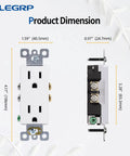 No Tamper Resistant Decorator Receptacle 15A 125V NEMA 5 15R Self Grounding Residential UL Listed dimensions diagram