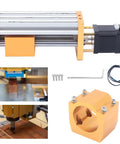 Heavy Duty Metal Linear Stage Actuator With 85mm Stroke Stepping Motor, assembly details, and components for CNC Z Axis.