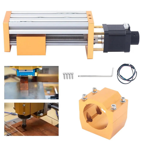 Heavy Duty Metal Linear Stage Actuator With 85mm Stroke Stepping Motor, assembly details, and components for CNC Z Axis.