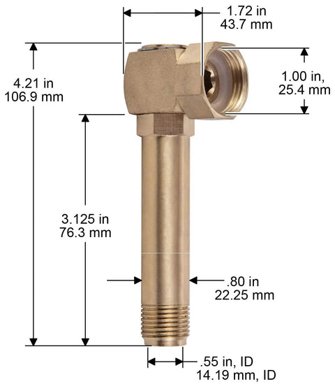 Brass Swivel Hose Reel Replacement Part For Garden Reels Models 709 709-S2 710 712 713 And 708 With Brass Swivel 4.21 Inch Length