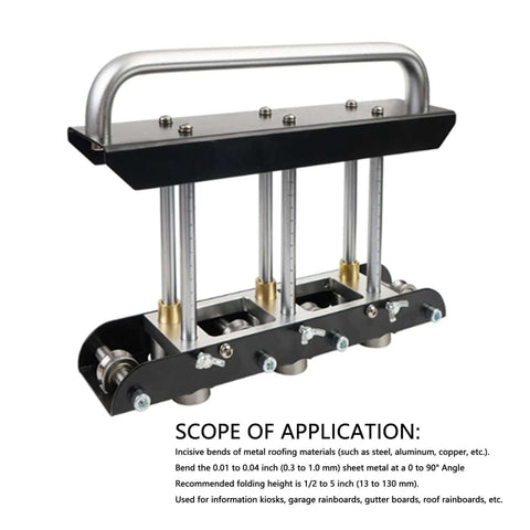 Three-Station Roller Bender For Sheet Metal 0.3-1.0 mm Folding 13-130 mm Bends 90 Degree Angle Standing Seam Roofing Tool