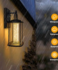 Modern LED Wall Sconce With Crystal Bubble Glass illuminating in rain, weatherproof for indoor or outdoor use, 10W 540LM 3000K Warm White.