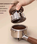 Top Shelf 58mm Espresso Tamper And Coffee Distributor Leveler Set Featuring Spring Loaded Pressure Build With Magnetic Base for puck prep, ergonomic design.