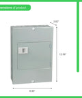 QO612L100DS 100 Amp 6 Space 12 Circuit Indoor Main Lugs Load Center dimensions front view gray surface mount