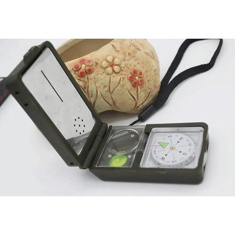 Open Survival Compass Kit For Camping And Hiking With Thermometer Hygrometer Led Light Whistle Ruler Magnifier Spirit Level Reflector And Multi Function Tools For Off Grid Backcountry Adventures
