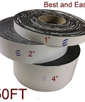 Three rolls of Pro Grade Premium Asphalt Crack Sealer Tape, 1 inch, 2 inch, and 4 inch, best for parking lot repairs, 50 foot length.