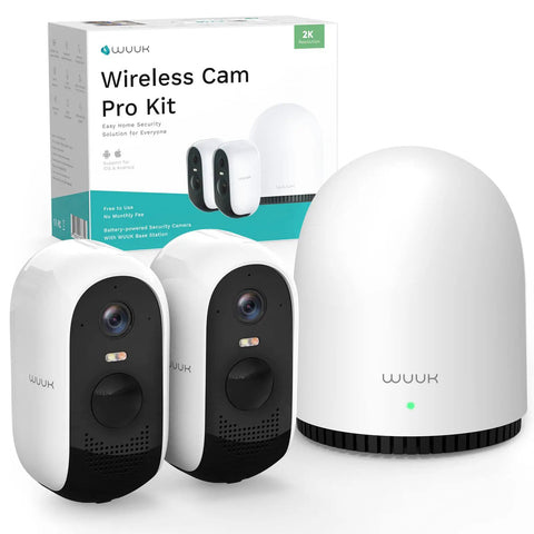 2K Wireless Security Camera System For Indoor And Outdoor Home Surveillance, No Monthly Fee, 2 camera kit, base station