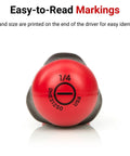 End view of Long Three Sixteenth Inch Slotted High Torque Screwdriver With Three Sided Handle For Max Power And Smooth Speed, Made In USA