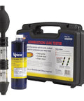 Plug And Play Pro Grade Combustion Leak Test Kit Featuring Dual Chamber Alkaline Filter System For Gas Diesel Engines No False Readings Hella Reliable Head Gasket Blown Block Detector Set with tester and fluid bottle.
