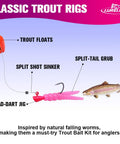 Trout Fishing Kit With 165 Pieces Including Split Tail Grub Worms, Shad Dart Jig Heads, Floats And Sinkers For Creek And River Angling