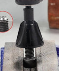 Close-up of Two Piece External Deburring Chamfer Tool With Carbide Blades For Heavy Duty Deburring Of Damaged Screws Bolts And Fasteners