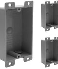 Old Work 1-Gang Shallow PVC Outlet Box With Mounting Tabs For Drywall Easy Install 8 Cu In Capacity With Living Hinges ETL Grey Pack Of 3 Ideal For Reno Projects And New Builds, grey PVC box