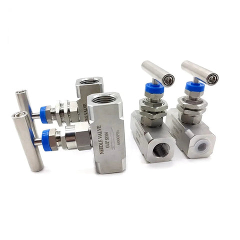 Amazon stainless steel high-pressure needle valve set of four with panel-mount female ports, 1/4-1/2 in, 6000 PSI